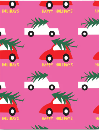 Happy Holidays Pink Cars