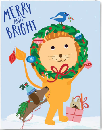 Happy Holidays Lion Merry and Bright