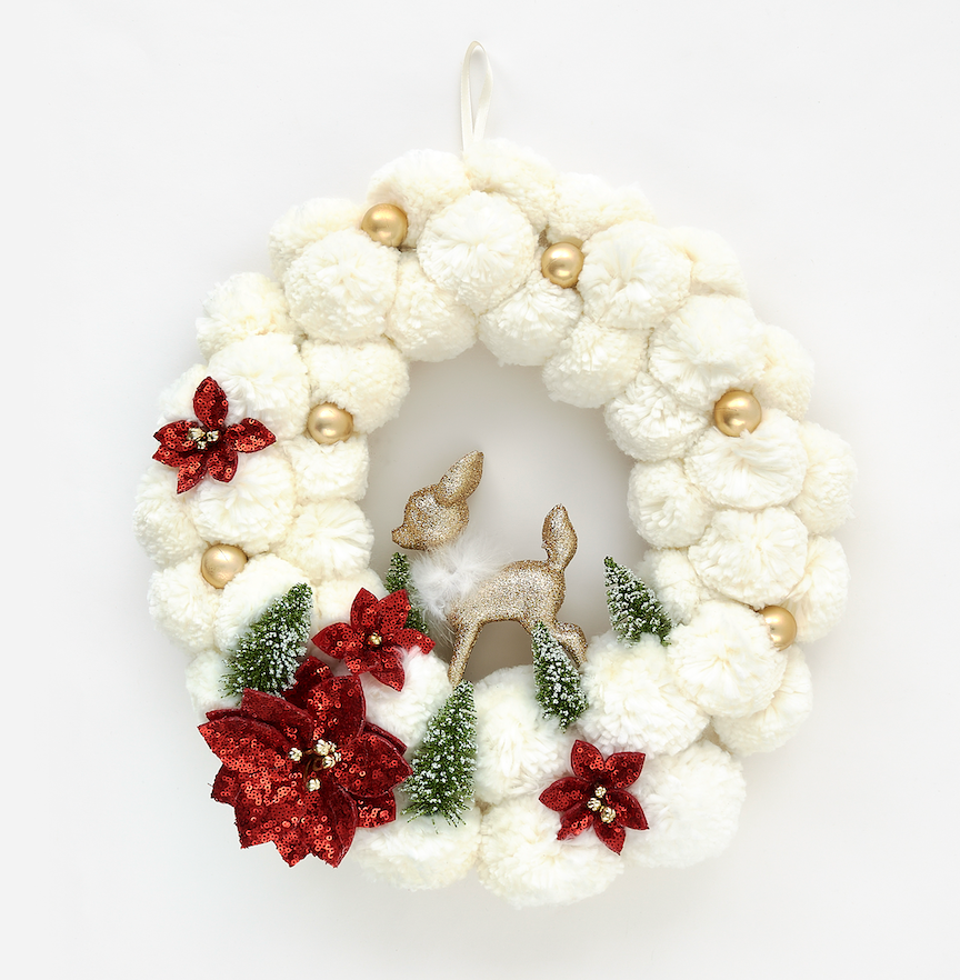 Deer Pom Pom Wreath