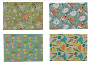 Wrapping Paper Sheets w/ Patterns, 4 Styles