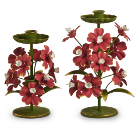 Metal Floral Candlesticks