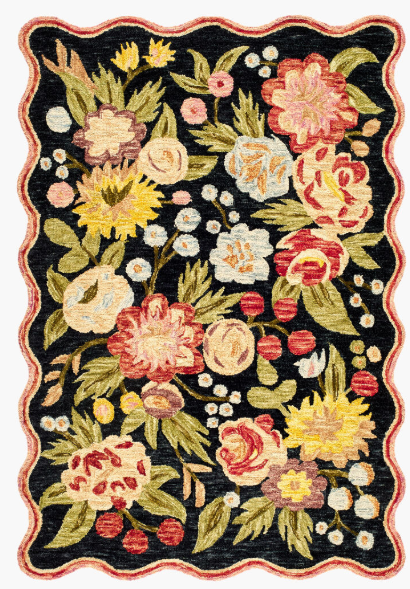 Fairfax Garden Rug (in 2 Colours) Scalloped Edges