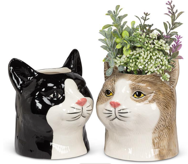 Cat Head Vases- Various Colors