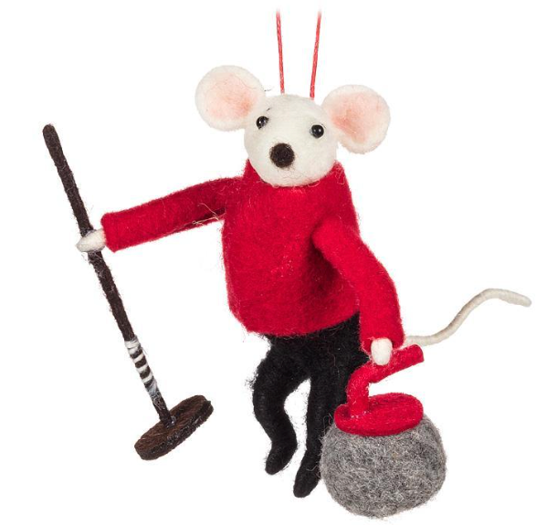 Curling Mouse Ornament