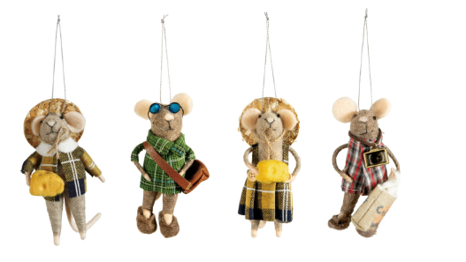 Wool Felt Tourist Mouse Ornament- Various Styles