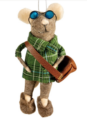 Wool Felt Tourist Mouse Ornament- Various Styles