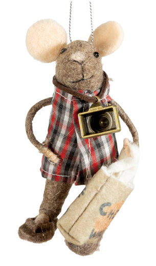 Wool Felt Tourist Mouse Ornament- Various Styles