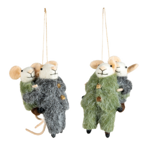 Wool Felt Piggyback Mice In Winter Clothes Multiple Styles