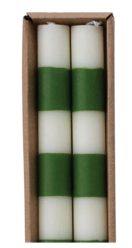 Unscented Taper Candles With Stripes In Box Set of 2