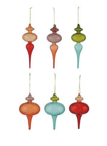 Two Toned Glass Finial Ornament Multiple Styles