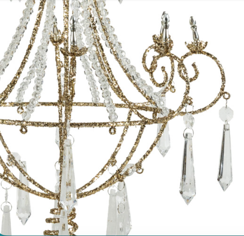 Metal Chandelier Tree Topper with Acrylic Crystals & Glitter