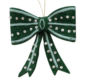 Handmade Wool Felt Bow Ornament with Embroidery, Sequins & Beads, 6 Styles