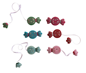 Handmade Wool Candy Shaped Tape Measure With Sequins & Beads