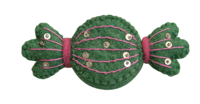 Handmade Wool Candy Shaped Tape Measure With Sequins & Beads