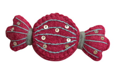 Handmade Wool Candy Shaped Tape Measure With Sequins & Beads