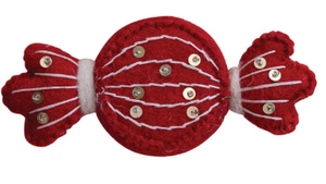 Handmade Wool Candy Shaped Tape Measure With Sequins & Beads