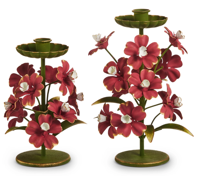 White Floral Candlestick Holder