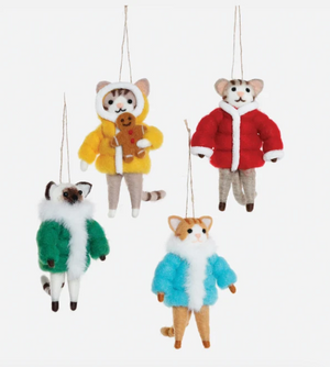Winter Cat Wool Ornament