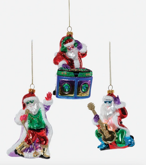 Singing Santa Glass Ornaments
