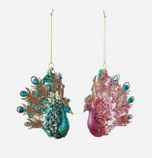 Peacock Glass Ornament