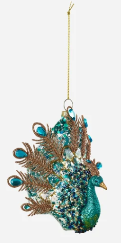 Peacock Glass Ornament