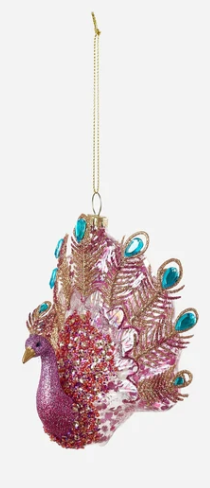 Peacock Glass Ornament