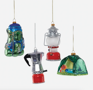 Camping Equipment Glass Ornament