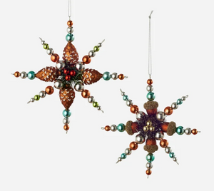 Pinecone / Acorn Starburst Glass Ornament