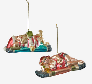 Sunbathing Santa Ornament