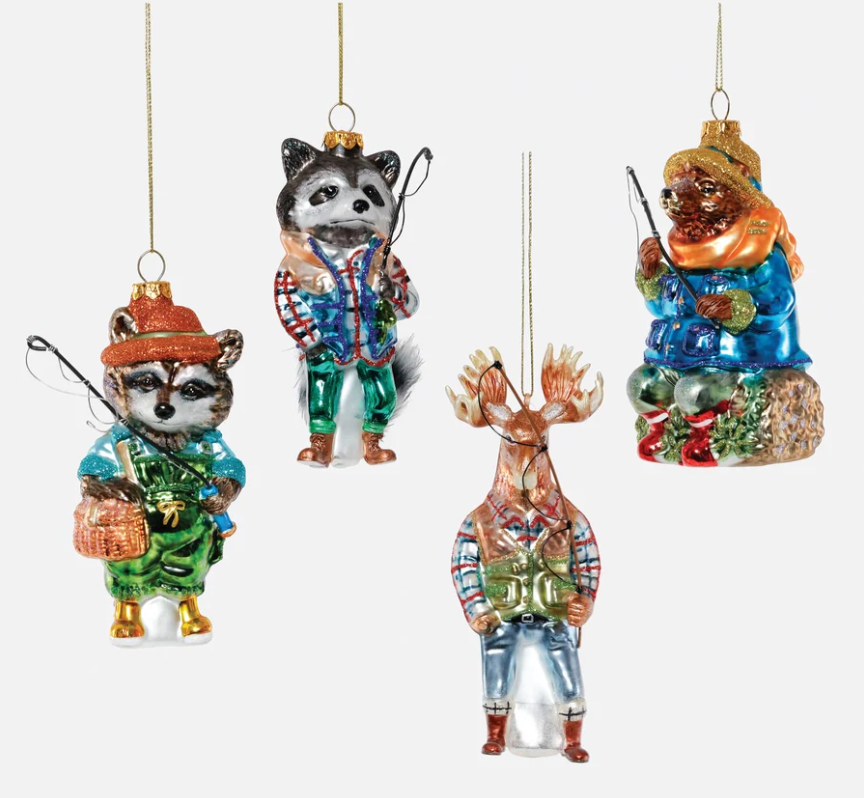 Fishing Animal Glass Ornament