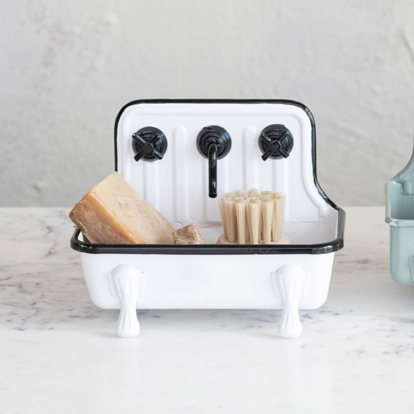 Black Metal Sink Soap Dish with Faucet