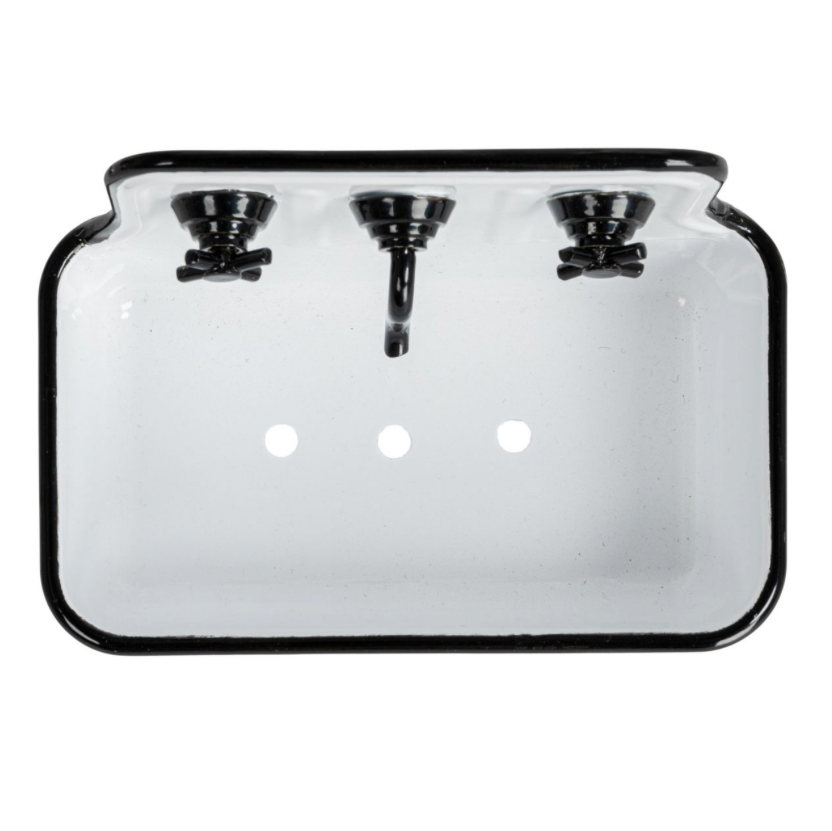 Black Metal Sink Soap Dish with Faucet