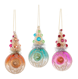Bottle Brush Tree on Reflector Ornaments