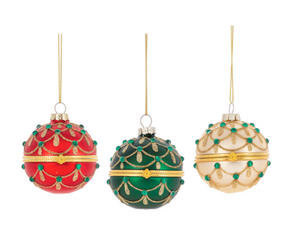 Glittered Hinged Ball Ornaments