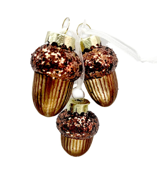 ORN GLASS ACORN 1″x2″ BROWN
