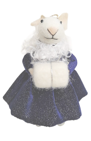 WOOL MOUSE 5.5″ W/ ROYAL BLUE DRESS