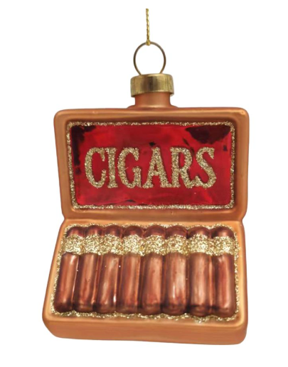 GLASS CIGAR 2″X3″ BROWN/RED HAND-ROLLED LIT CIGAR