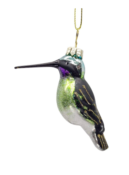 GLASS HUMMINGBIRD 2″X1″X3″ GREEN/BLUE