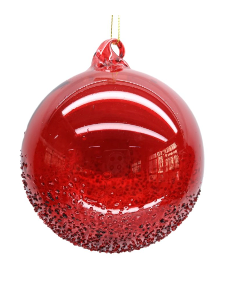GLASS BALL 4″ CLEAR HALF FROSTED