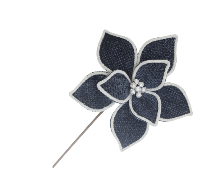 POINSETTIA STEM BLUE MIDNIGHT PLAID 20″X11″ W/WHITE EDGEy)