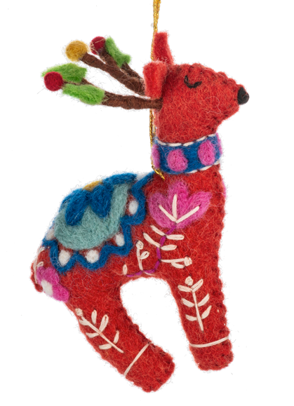 Embroidered Deer Ornaments