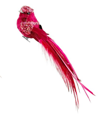 Burgundy Velvet Feather Bird