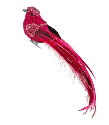 Burgundy Velvet Feather Bird