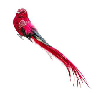 Burgundy Velvet Feather Bird