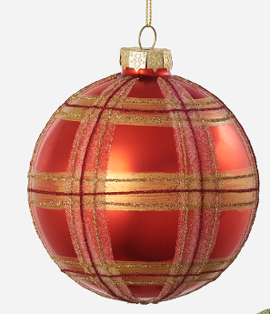 Plaid Glass Ball Ornament