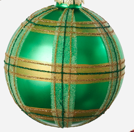 Plaid Glass Ball Ornament