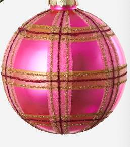 Plaid Glass Ball Ornament