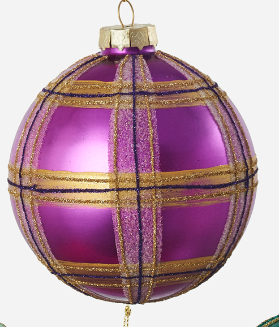 Plaid Glass Ball Ornament