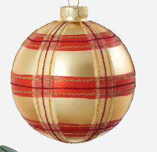 Plaid Glass Ball Ornament