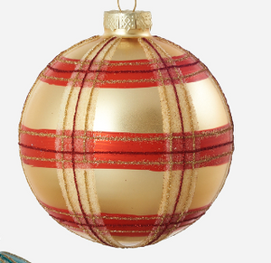 Plaid Glass Ball Ornament